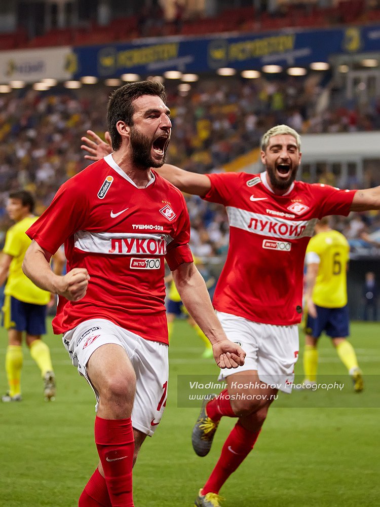 Georgiy Dzhikiya of FC Spartak Moscow celebrates his goal