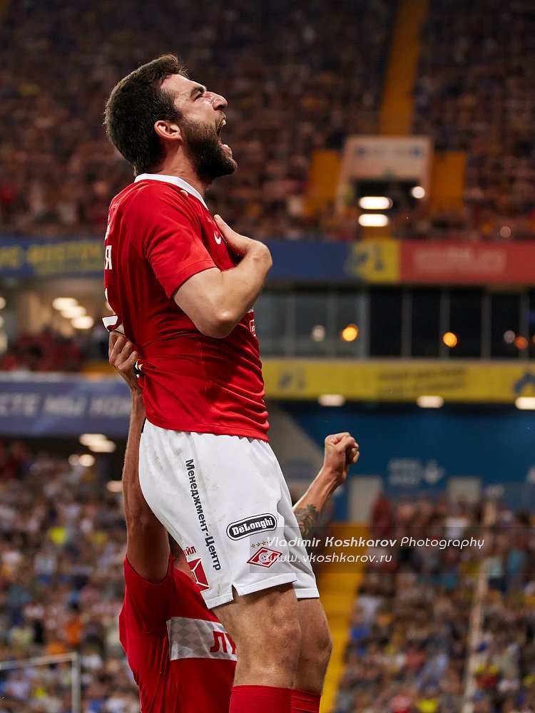 Georgiy Dzhikiya of FC Spartak Moscow celebrates his goal