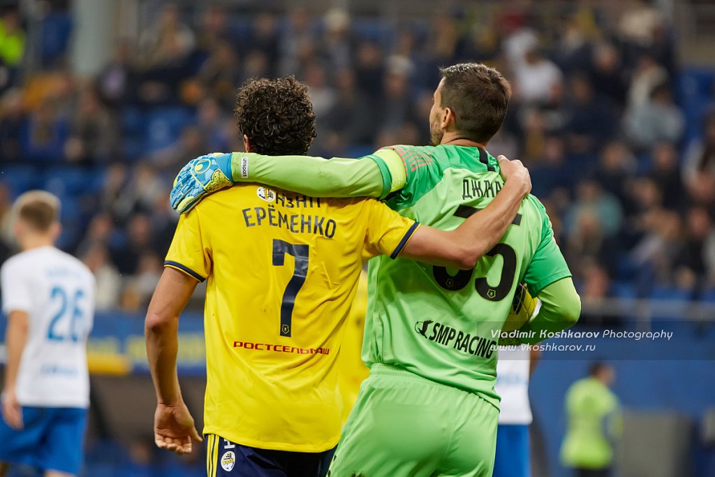 Roman Eremenko of FC Rostov and Soslan Dzhanaev of FC Sochi